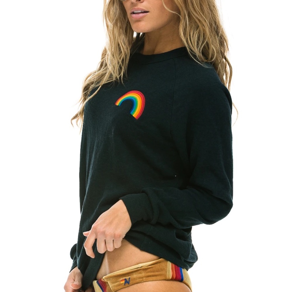 Aviator Nation Charcoal Rainbow Crew Neck